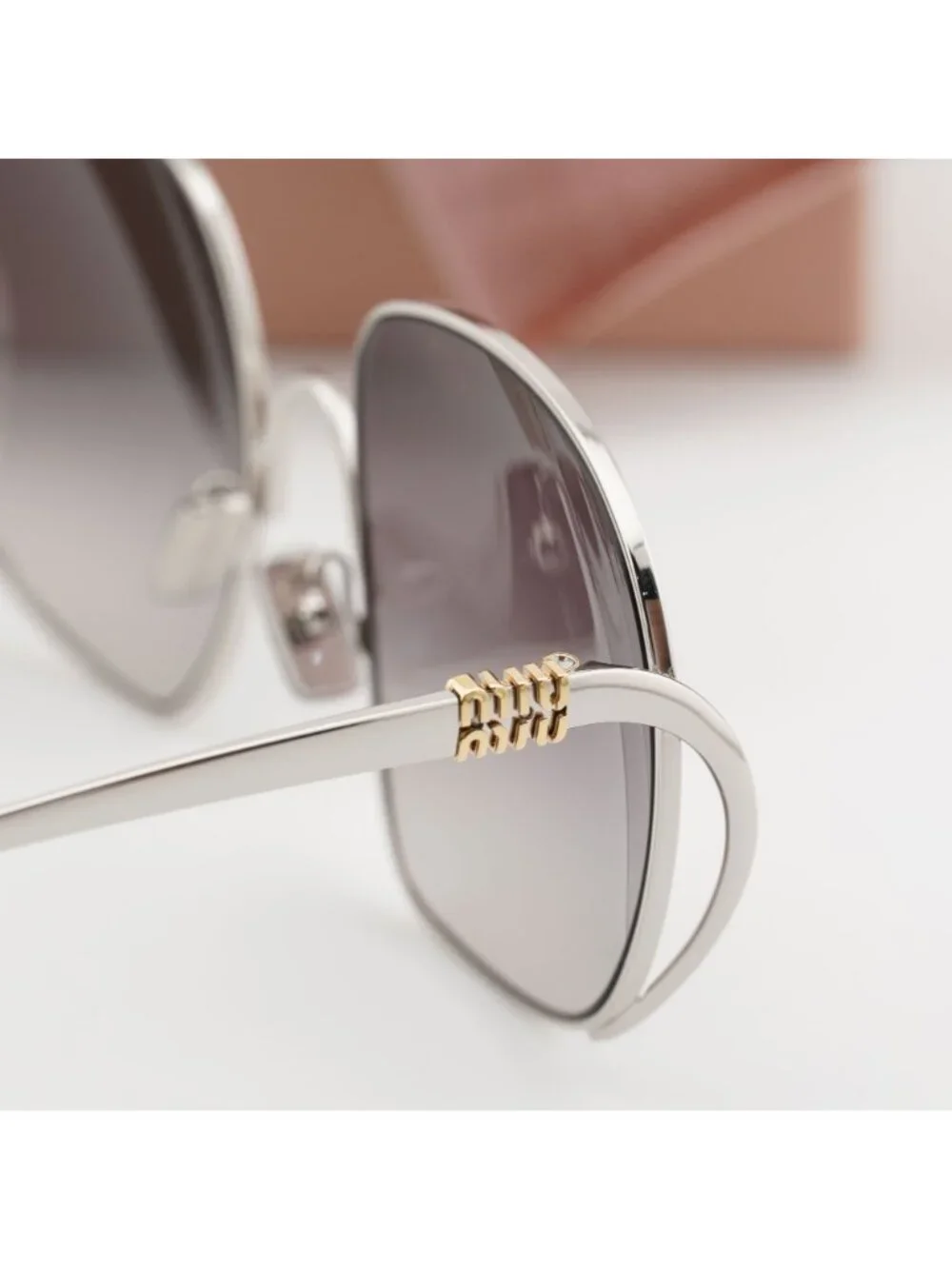 Miu Miu MU A57S 1BC30S Square Sunglasses – Gold / Grey Gradient